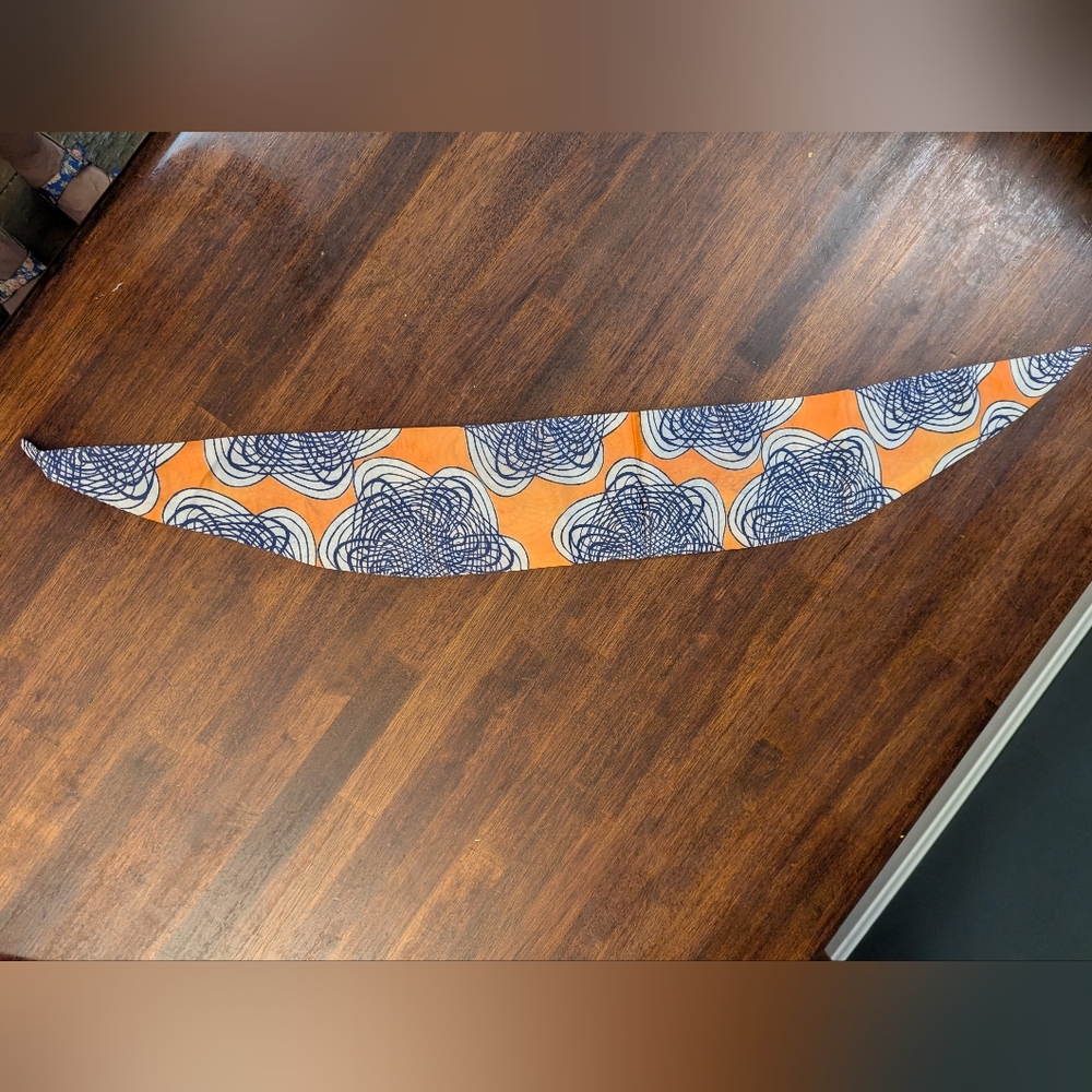 Orange and Blue Patterned Scarf Vintage